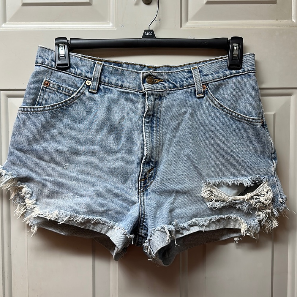 Levi's Light Blue Distressed Denim Jean Shorts